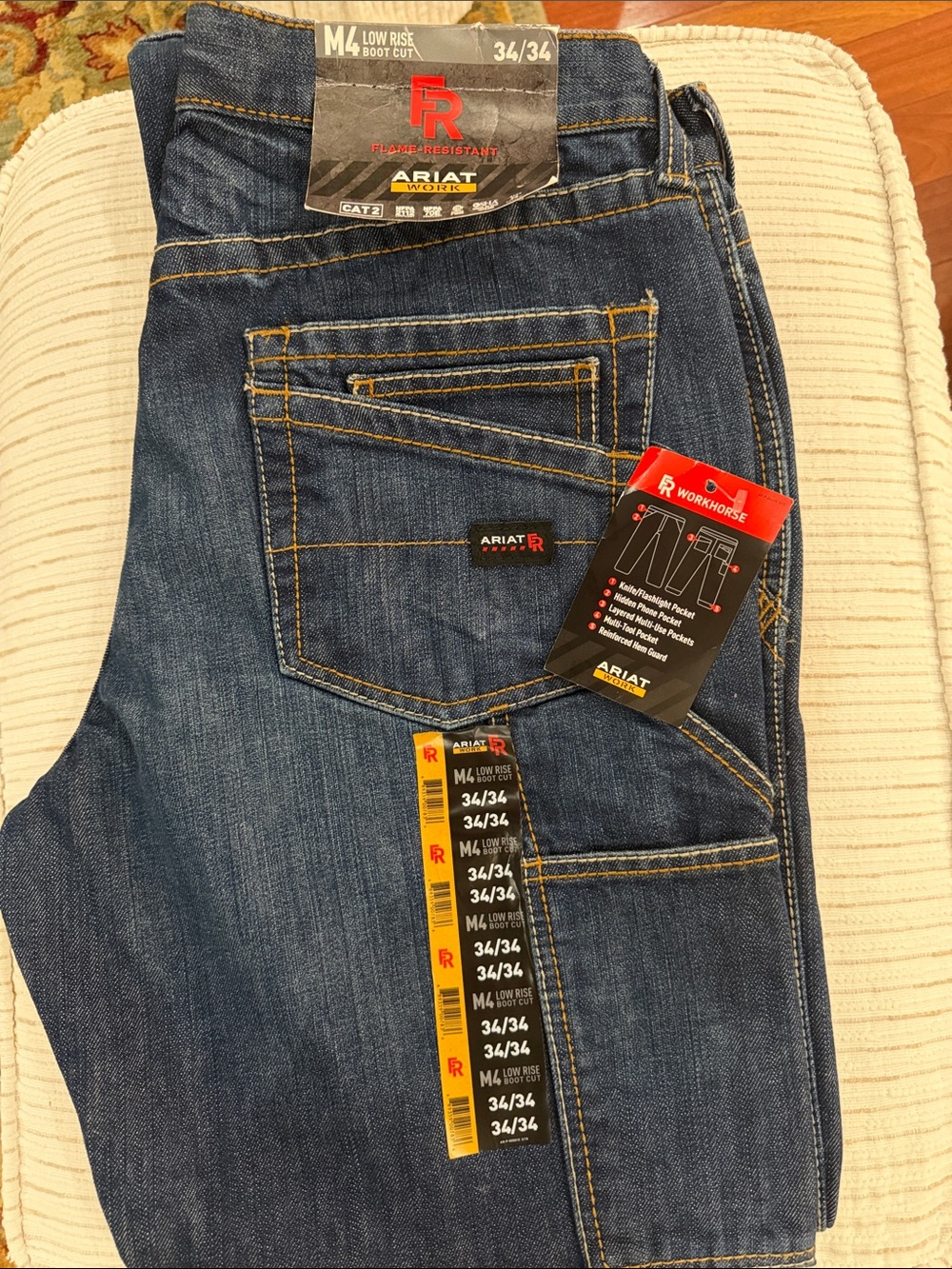 Ariat M4 Workhorse FR Jeans 34x34 NWT Flame Resistant Boot Cut Work Pants Flint